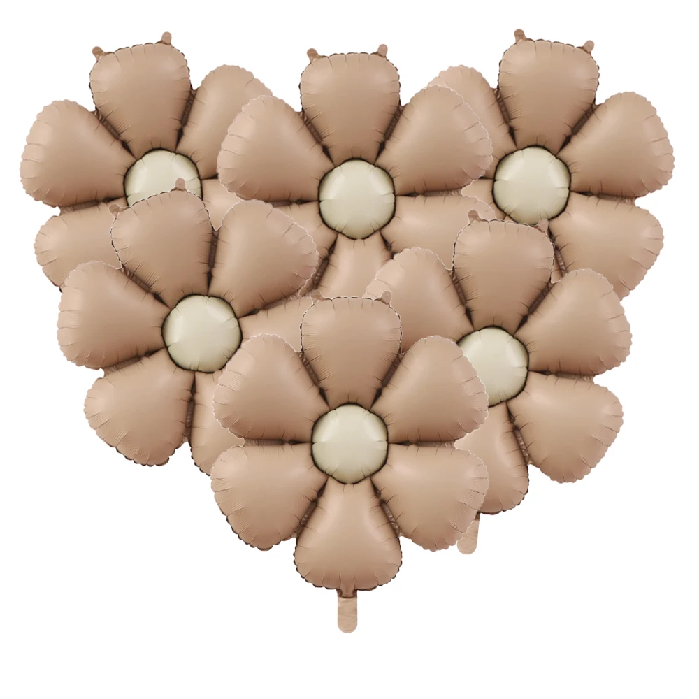 6 Stück Matt Rosa Candy Daisy Ballons Sonnenblumen-Gänseblümchen Aluminiumfolie Ballons für Mädchen Babyparty Geburtstag Hochzeit Dekoration – Detail 15