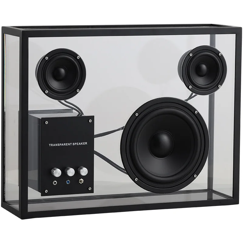 

Retro Transparent Subwoofer Wireless Hi-Fi Bookshelf Bluetooth Speakers AUX Computer Loudspeaker Creative Decoration Acoustics