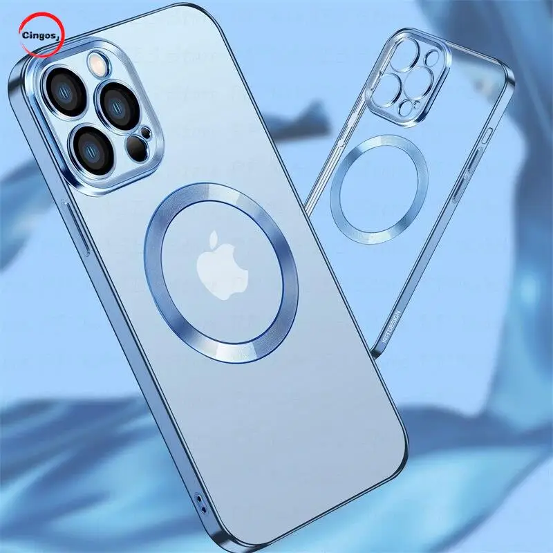 

Luxury Upgrade Electroplating Magnetic Phone Case With Lens Film Dust Plug For iPhone 14 13 12 11 Pro Max 2023 New Funda Cover