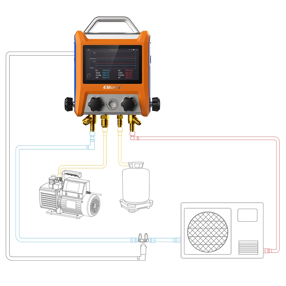 5 인치 스마트 터치 스크린 지능형 4 밸브 디지털 매니 폴드 EMG-40V