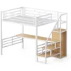 Full Size Loft Bed, Desk & Storage Stairs, Versatile High Loft Bed, No Box Spring Needed, Metal Loft Bed Frame Kids Bed 6