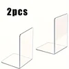 2Pcs Clear Acrylic Bookends L-shaped Desk Organizer Desktop Book Holder School Stationery Office Accessories 1