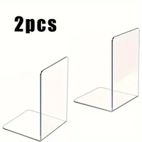 2Pcs Clear Acrylic Bookends L-shaped Desk Organizer Desktop Book Holder School Stationery Office Accessories 1