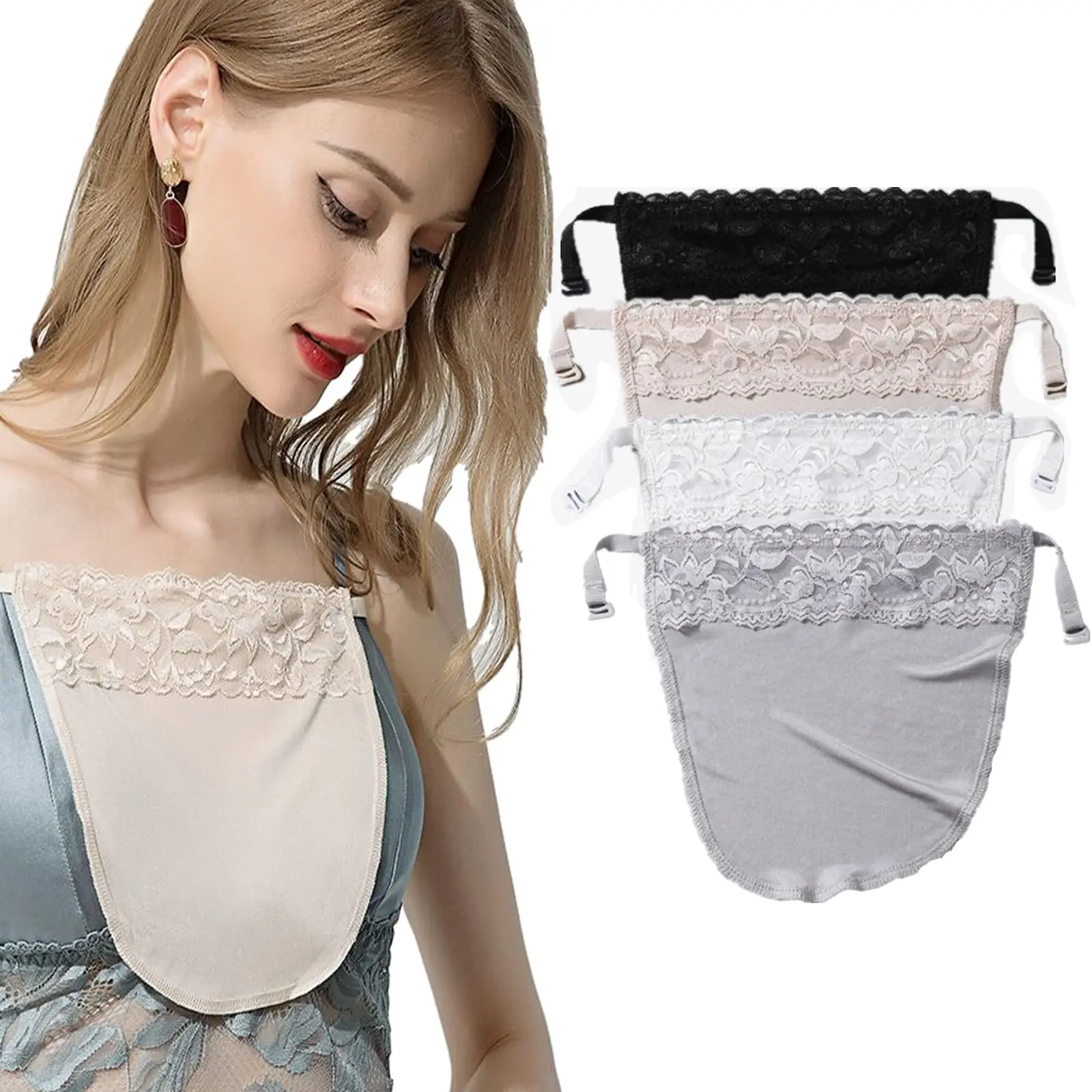 Women Lingerie Bra Lace Camisole Tops Women's Lace Mulberry Silk Cleavage Cover Up Camisole Color Breathable Invisibl Women Easy Clip-on Lace Mock Camisole Bras