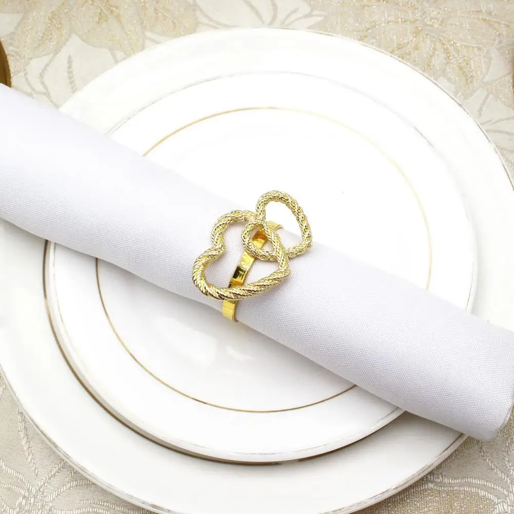 

6 шт. Изысканные кольца для салфеток в форме сердца из нержавеющего сплава держатель для салфеток на День святого Валентина для украшения обеденного стола