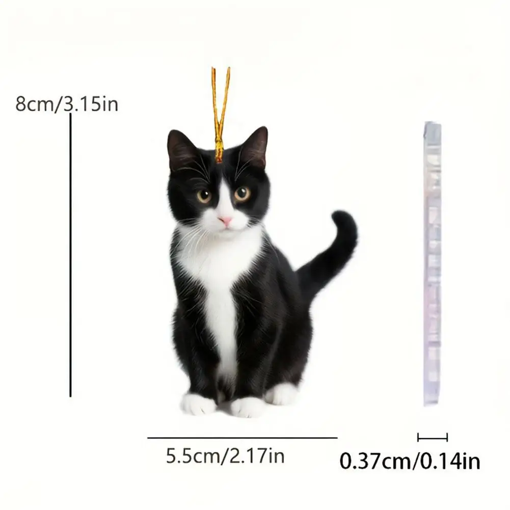 2D Acrylic Plush Black And White Cat Small Decoration Pendant Car & Bag Accessories