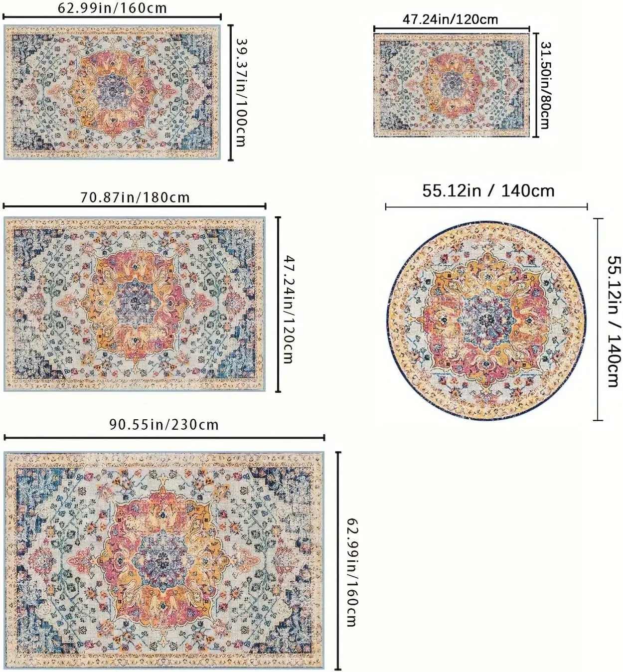 VIKAMA Bohemian Ethnic Style Floor Cushion Living Room Sofa Coffee Table Bedroom Bedside Rug Soft Home Decoration Summer