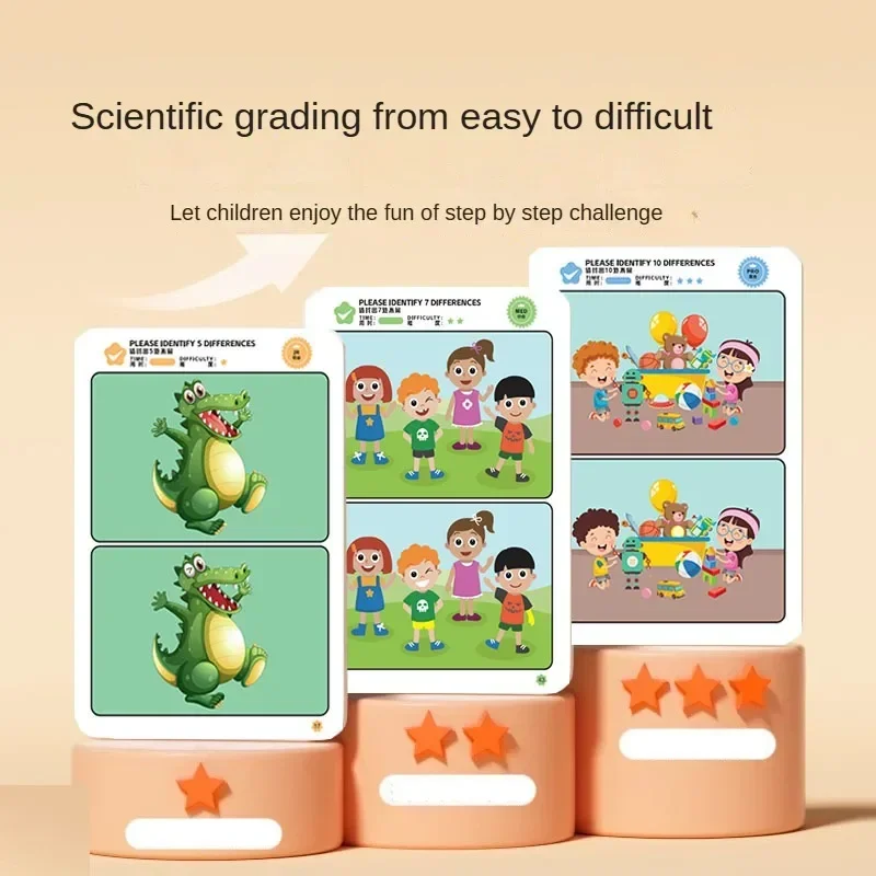 64 Pages Find The Difference Puzzle Game Erasable and Rewritable Focus and Observational Training Brain Development Toy for Kids 4