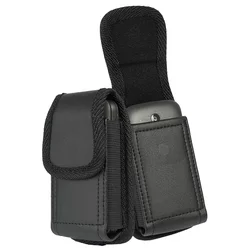Men's PU Leather Phone Holster with Flip Waist Belt Clip (Black)