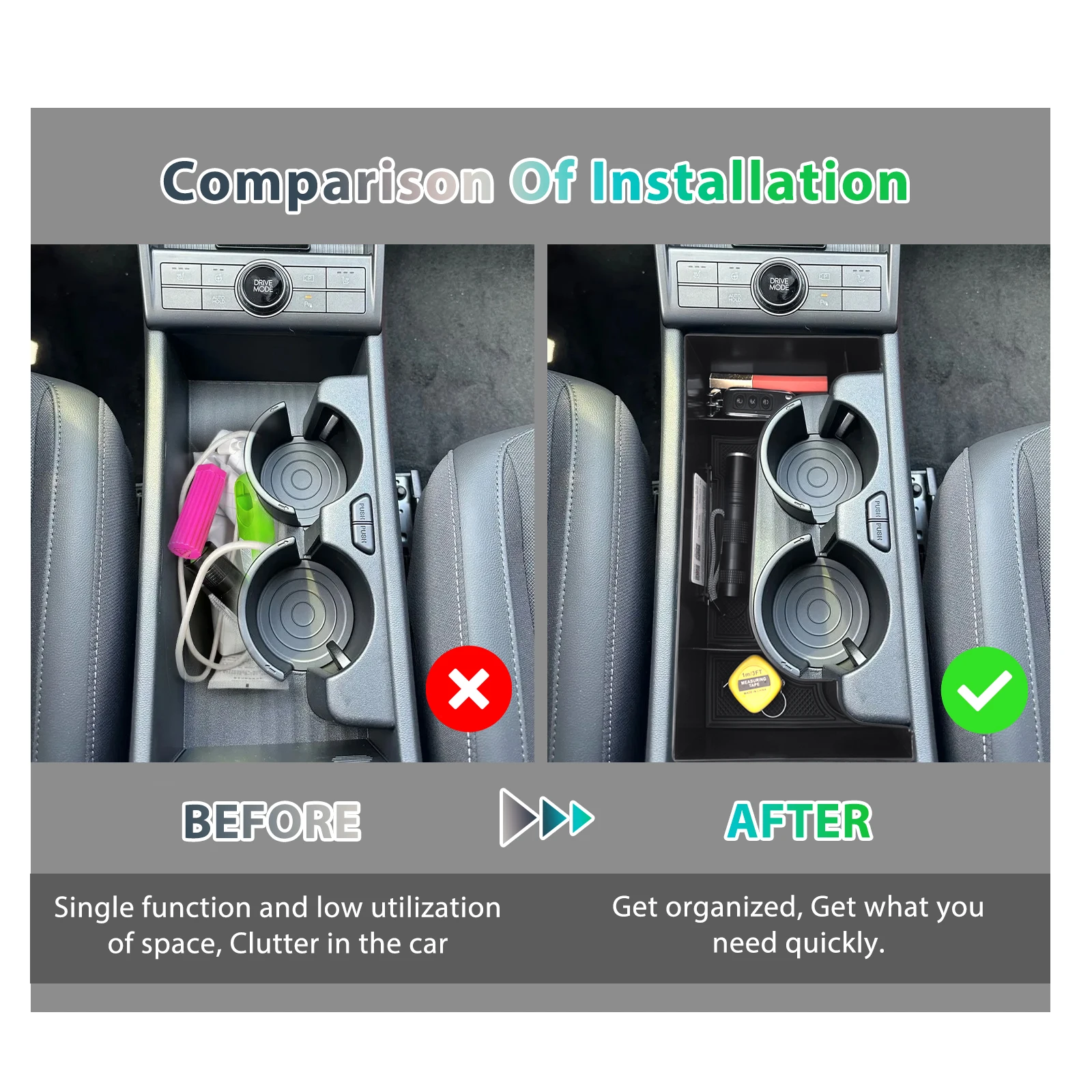 현대 코나 SX2 하이버드 PHEV 2024 자동차 암레스트 박스 보관 중앙 제어 컨테이너 자동 코나 SX2 액세서리 2024 용 RUIYA