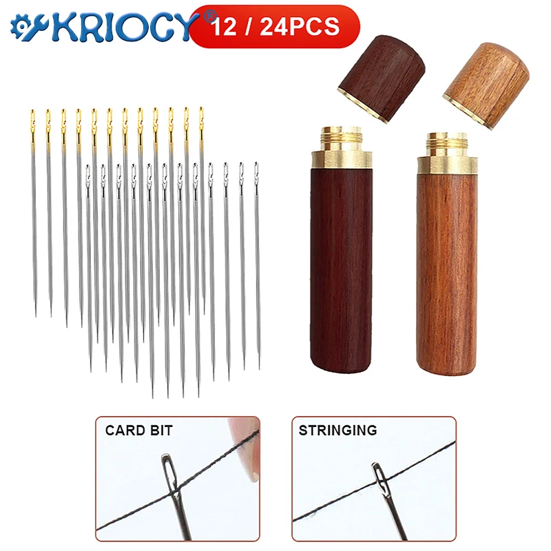 Sewing Needle 12/24pcs Blind Needle Elderly Needle-Side Hole Hand Household Sewing Stainless Steel Needless Threading Clothes