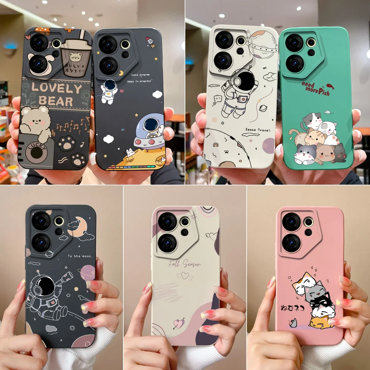 Per Tecno Camon 20 Premier 5G Custodia Animali Cover Posteriore In Silicone Morbido Liquido Antiurto Per Camon20 Premier Ck9N Cat Fundas Coque