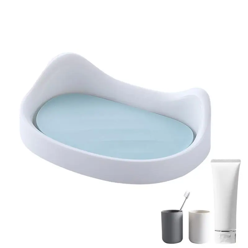 

Wall Soap Holder Wall Mounted Soap Dish Tray Reusable Shower Soap Saver Sponge Holder For Shower Scrubbers Bottles Cups