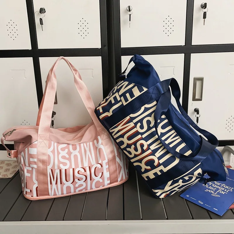 2024 New Letter Print Sports Bag Waterproof Fitness Gym Handbags Large Capacity Travel Bag Free Expansion Dry Wet Travel Tote 5