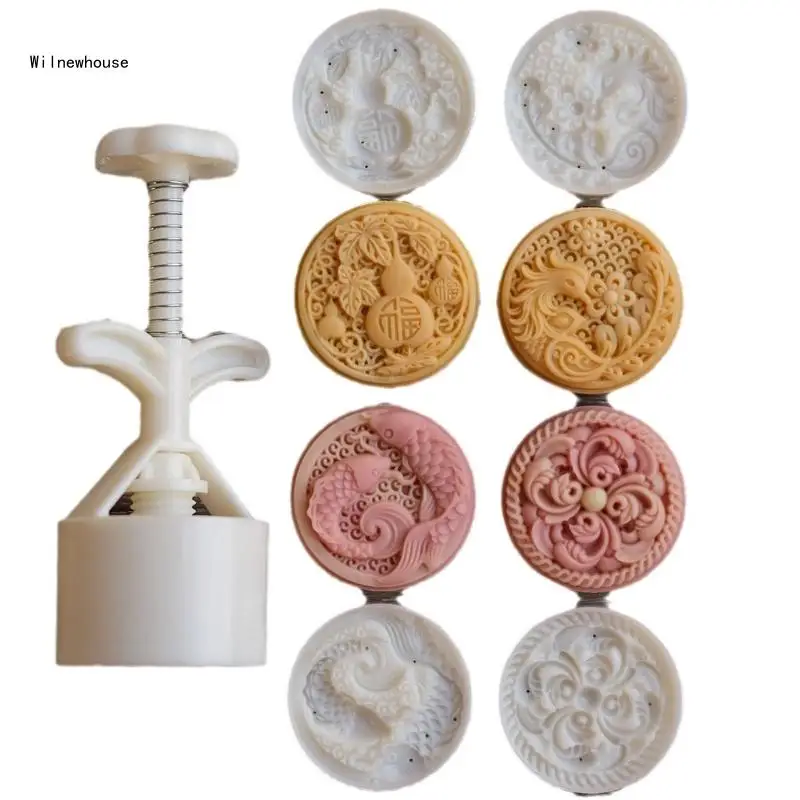 

Phoenixes Fish Gourds Mung Bean Cake Mould Set Suitable for Diy Mould Accessories in Midautumn Festival for Cake Cookie Dropship