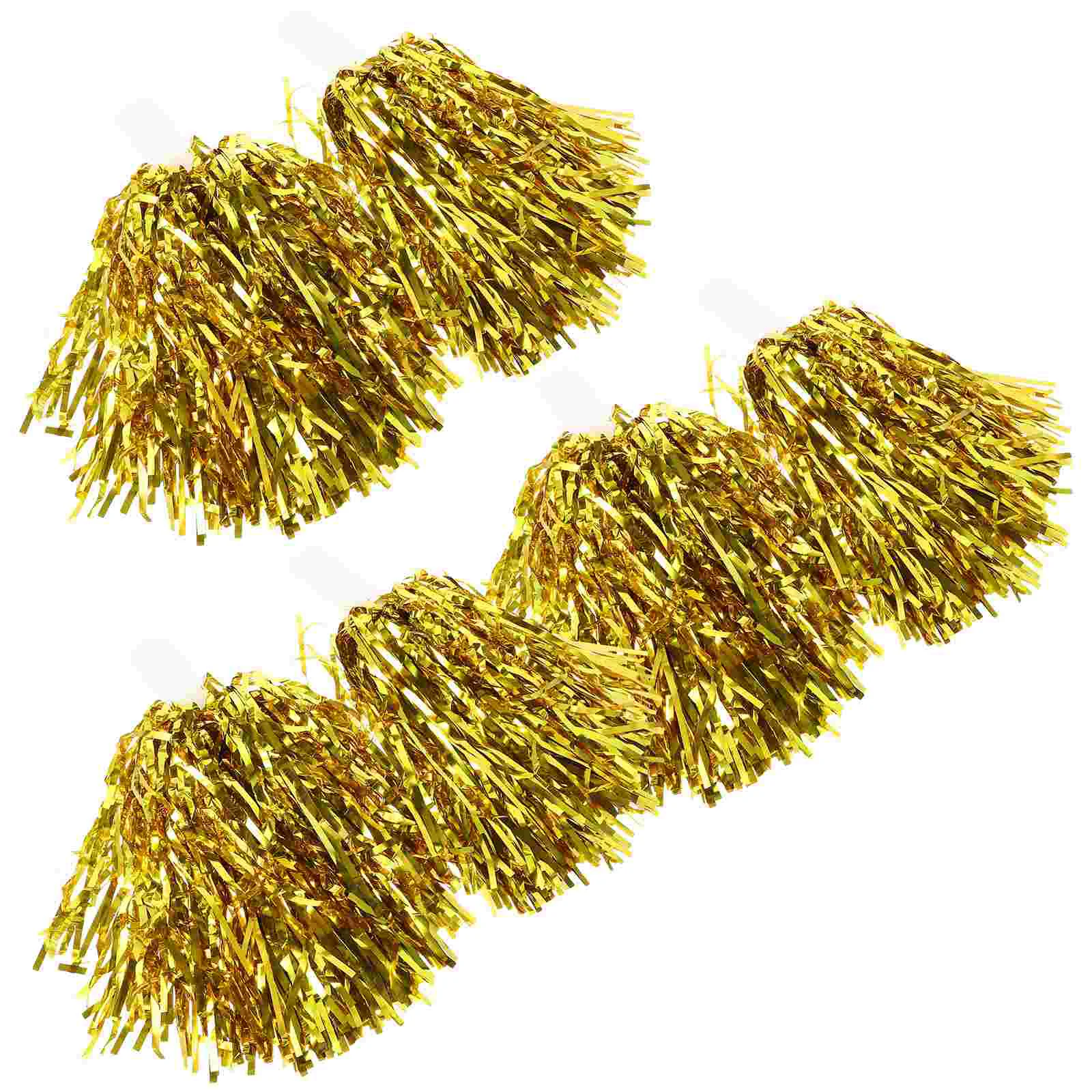 12 Pcs Hand Flower Pom Poms Cheerleading Accessories Event Supplies Sports Meeting Props Bright Golden Reusable Plastic Material