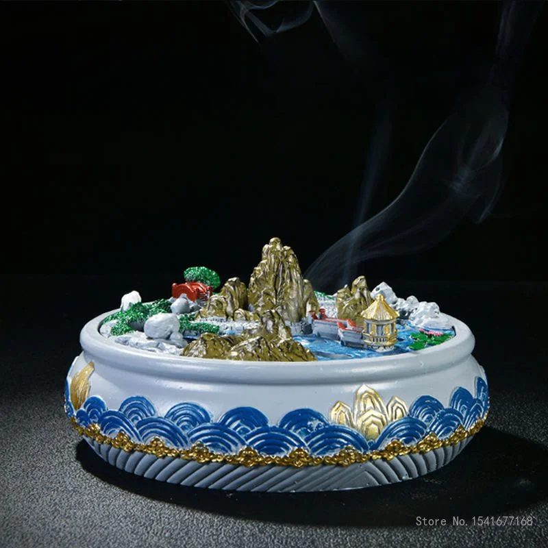 Creative Micro Landscape Incense Burner Resin, Household Indoor Tea Room Decorations, Mosquito Incense, Aromatherapy Burner, 1Pc