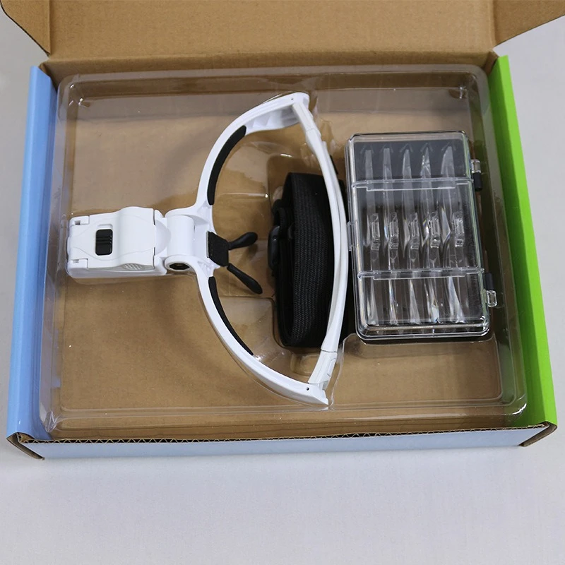 헤드밴드 확대경 휴대용 LED 조명 5개 렌즈 확대경 1X 1.5X 2X 2.5X 3.5X 다기능 보석 수리 도구