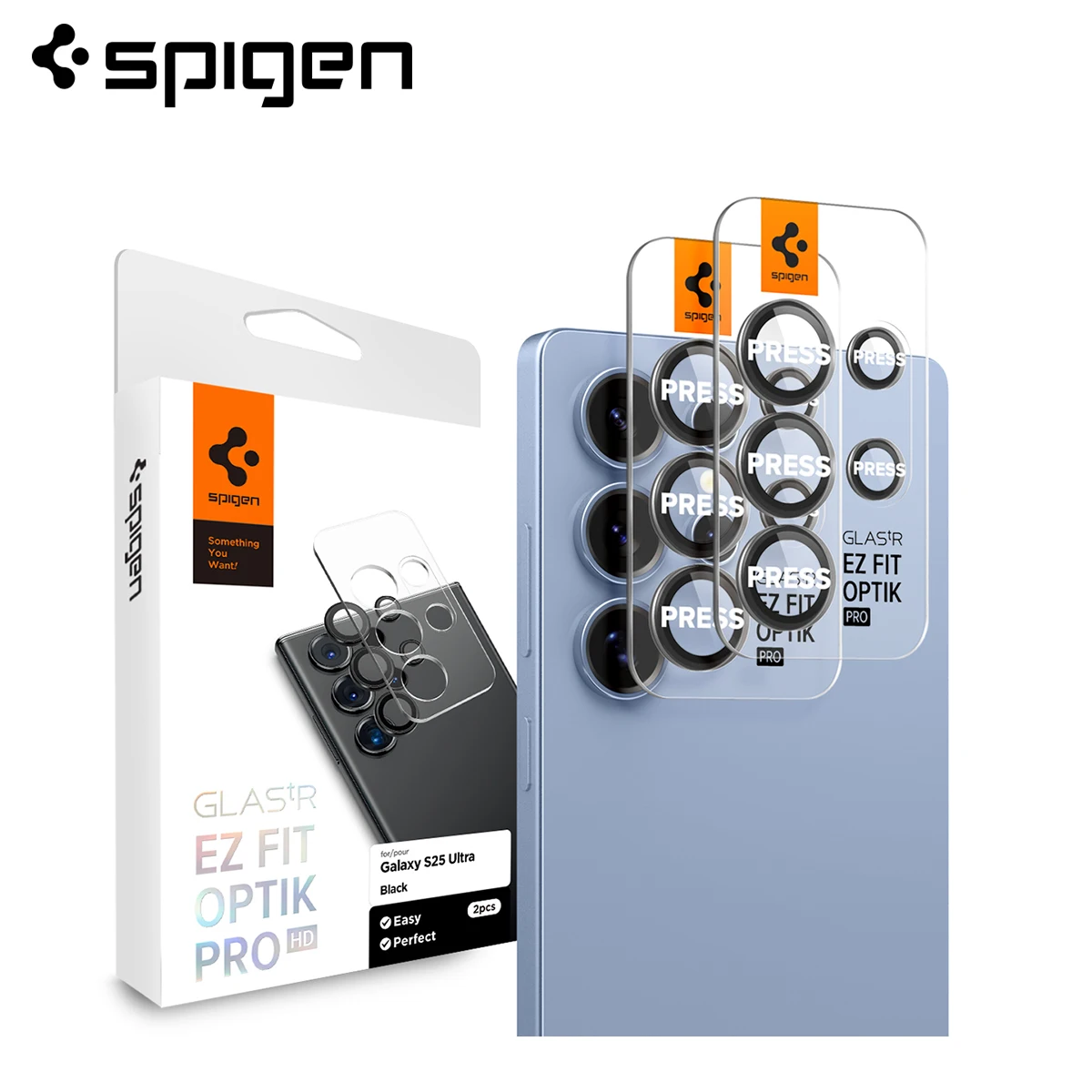 Spigen EZ Fit Optik Pro HD for Samsung Galaxy S25 Ultra Lens Protector (2P)
