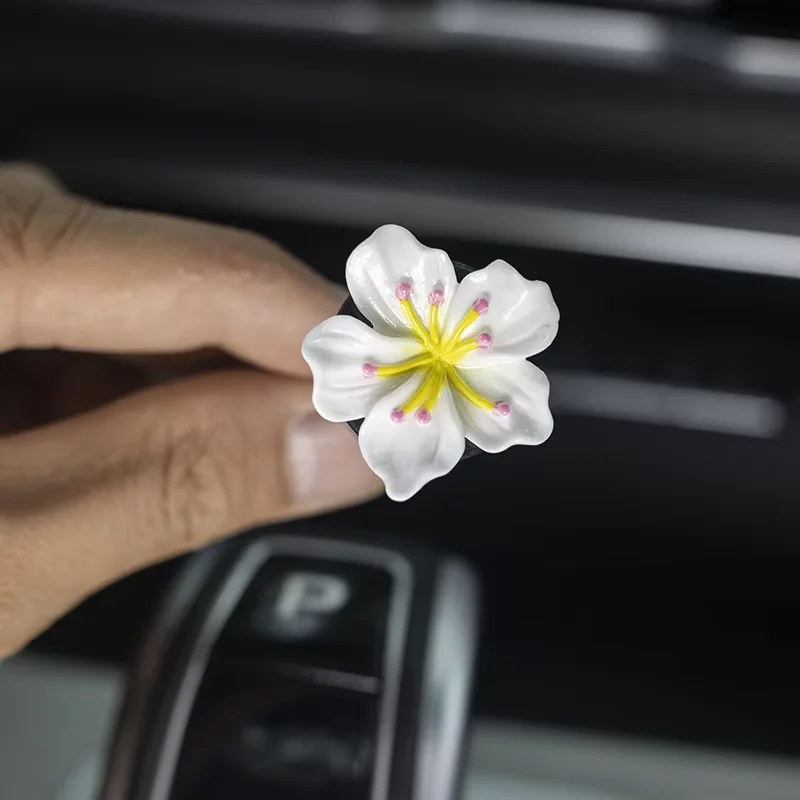 2Pcs Car Perfume Clip Flower Air Outlet Decorations Bright Peach Blossom Cherry Blossom Car Air Freshener with Fresh Color 5