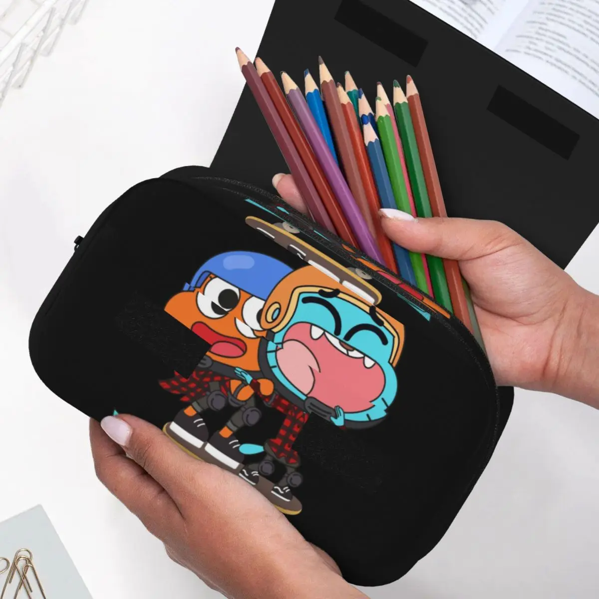 Gumball Darwin 스케이트 연필 케이스 소년 소녀 학교 펜 상자 연필 가방 문구 용품 펜 홀더 가방