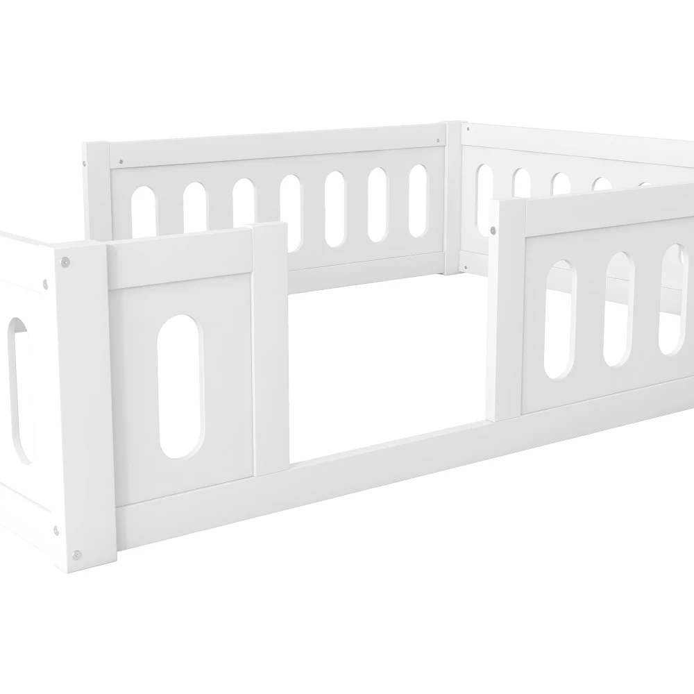 Modernes Plattformbett aus Holz 90 x 200 mit Geländer, Plattformbett besteht aus massivem Kiefernholz und MDF und eignet sich aus robustem, massivem Holz – Detail 32