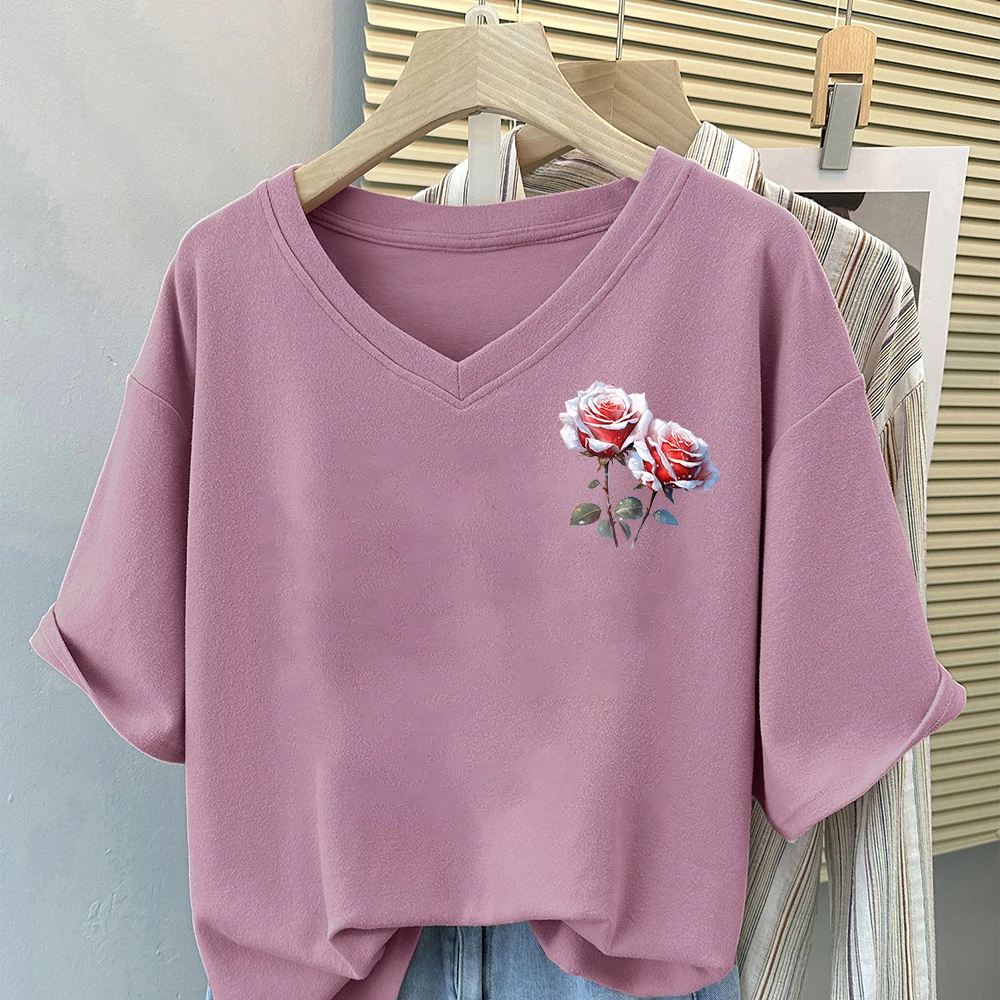 어린이용 장미 꽃 다리미 열 전달 스티커, 다림질 전사 데칼, 의류 DIY 의류 아플리케, 10cm