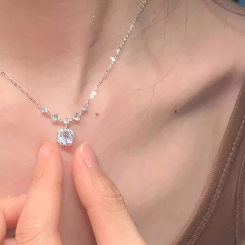 S925 فضة الزركون المعلقات القلائد لفتاة الفاخرة تش...