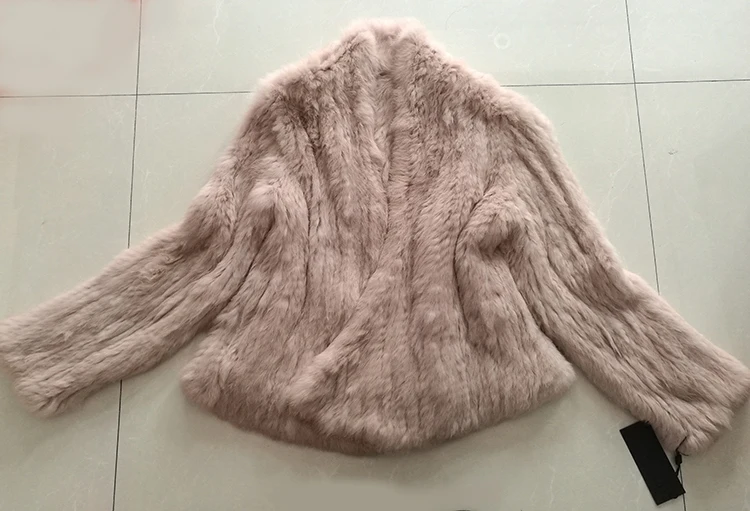 ladies long puffer coat 2022 Natural Rabbit Fur Coat, Real Fur Rabbit Thick Knitted Jacket For Women BE-1413 long bubble coat