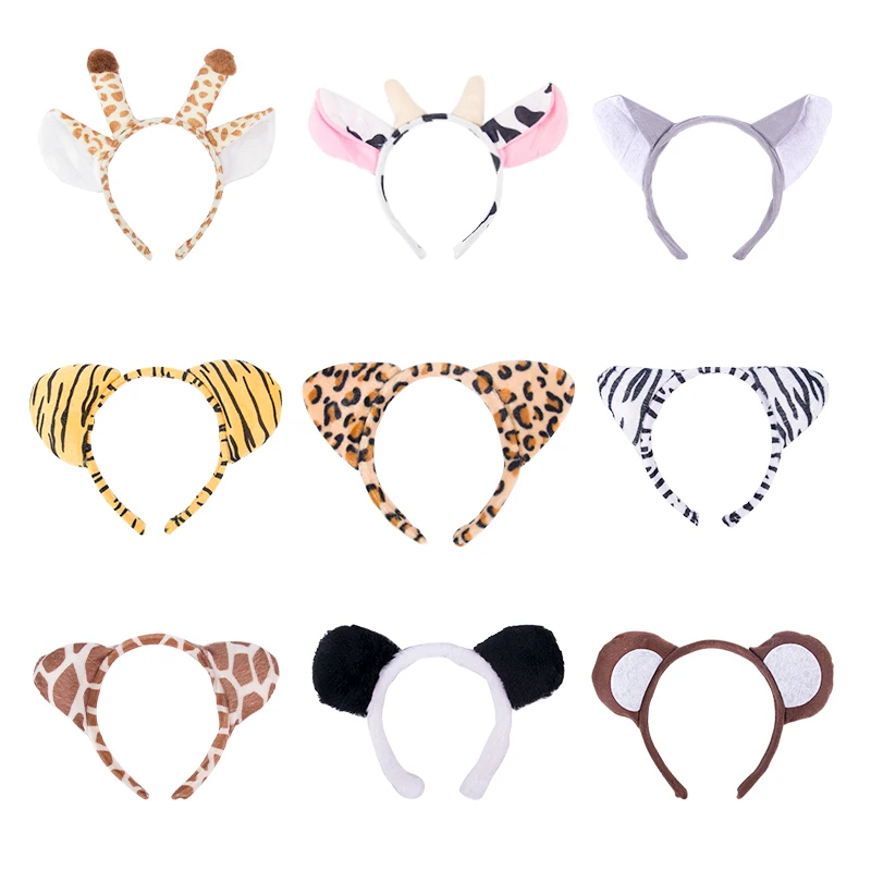 Cartoon Giraffe Tiger Löwe Kuh Stirnband Zoo Dschungel Safari Tier Haar Hoop Dress Up Party Baby Dusche Geburtstag Party Geschenke – Detail 2