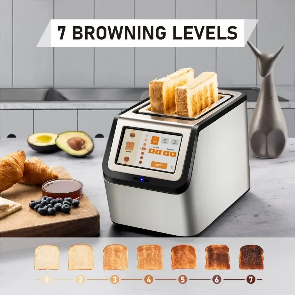 Toaster 2 Slice,High-speed Automatic Settings, Bagel English Muffins Toast Pastry Waffles Bre 5