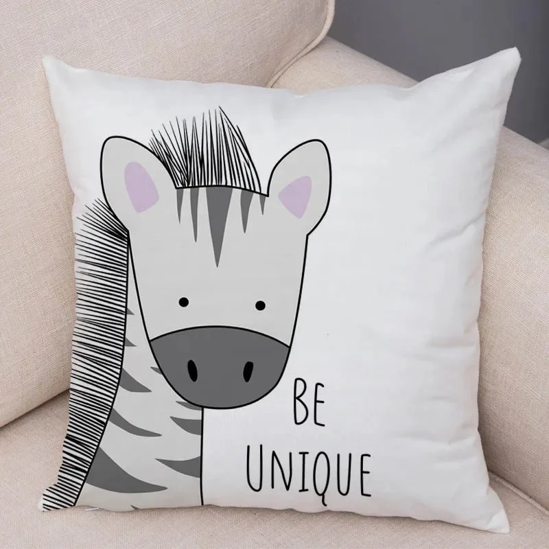 Nordic Zebra Hippo Giraffe Lion Crocodile Pillow Case Decor Animal Cushion Cover for Sofa case  Covers 4