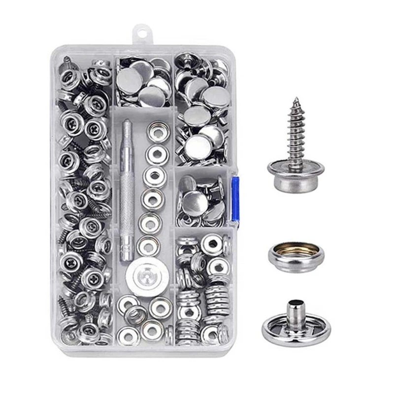RERI 40er Set Druckknöpfe 15mm Mit Zange – Edelstahl, Für Planen, Segeltuch, Leder