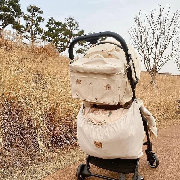 Borsa da appendere per passeggino, leggera e pieghevole, per riporre pannolini, salviette e biberon, accessorio essenziale per il passeggino - immagine 2