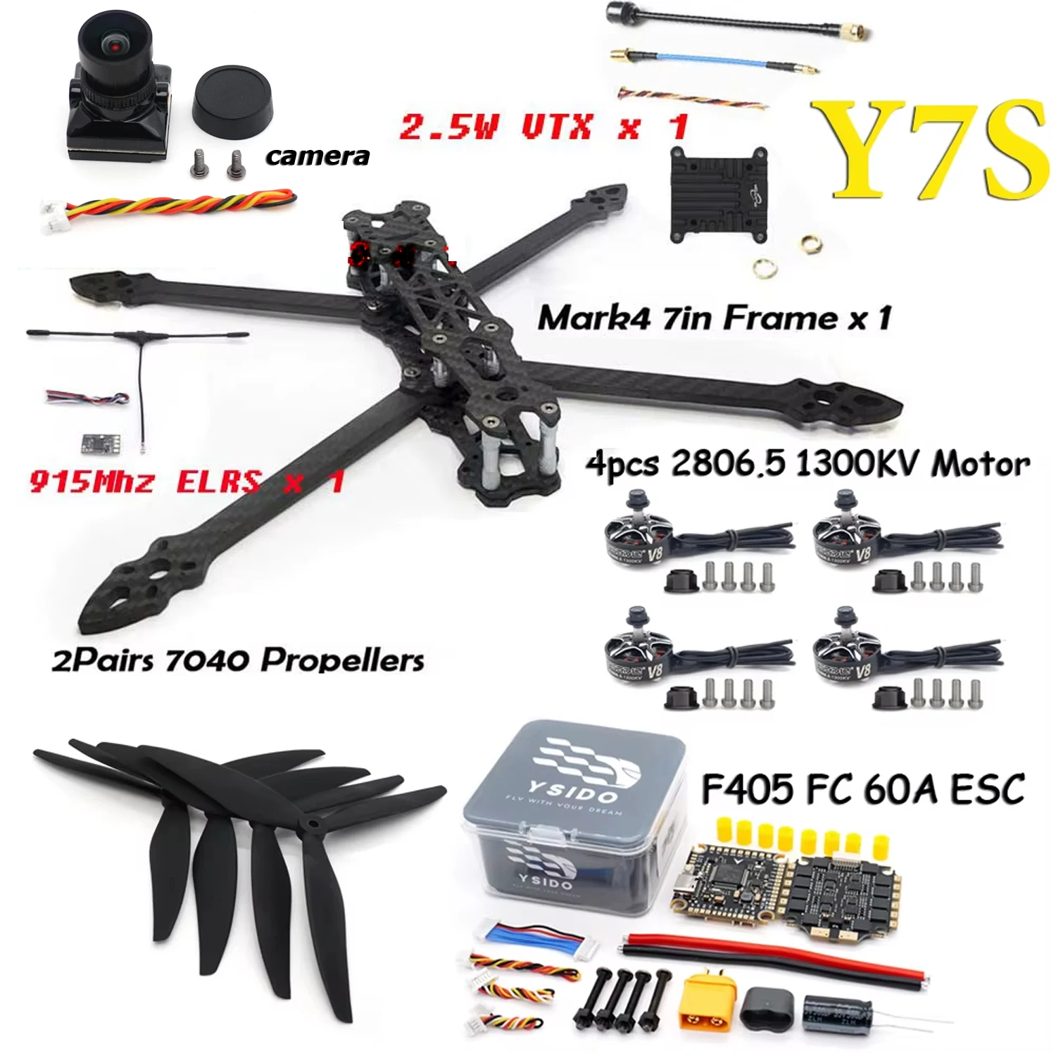 Sf6f4ea673baf4d52ad4a3f8ef7b2cc18I.jpg MARK4 7in Kit de cadre F405 FC 60A ESC pile 2806.5 moteur sans brosse 7040 hélice 2.5W VTX caméra ELRS pour Drone longue portée FPV 7 "