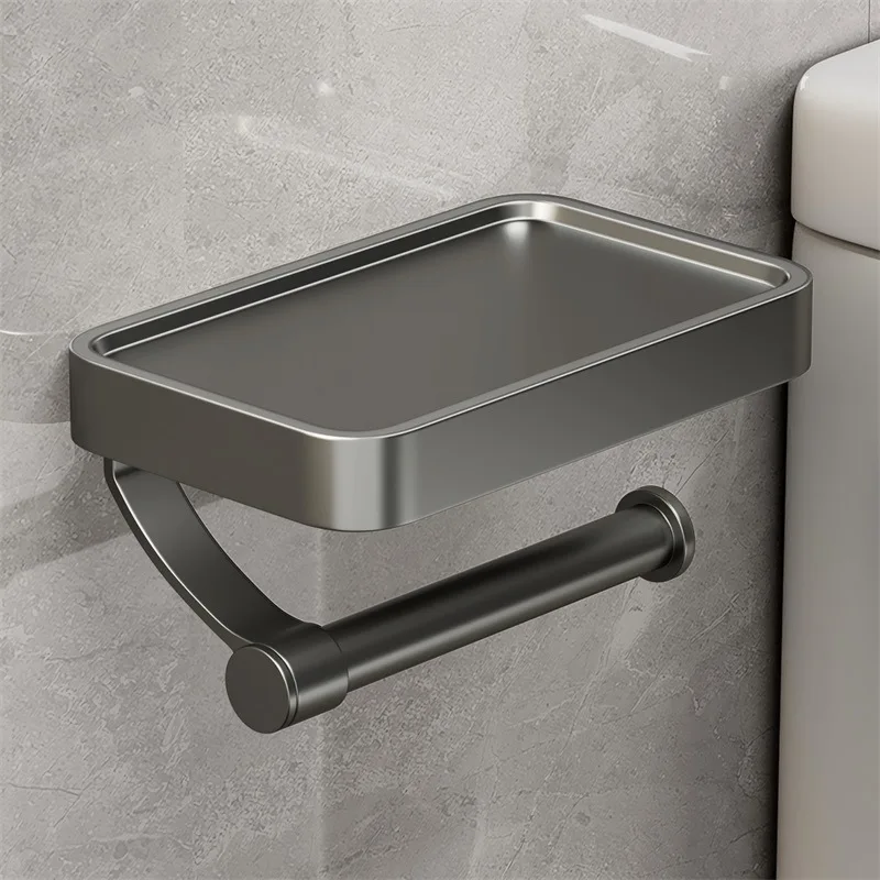 Black Toilet Roll Holder Wall Mounted Nail Free Toilet Paper Holder for Bathroom Toilet Accessories Bathroom Paper Towel Holder 1