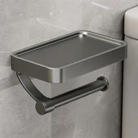 Black Toilet Roll Holder Wall Mounted Nail Free Toilet Paper Holder for Bathroom Toilet Accessories Bathroom Paper Towel Holder 1