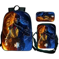 3pcs Mortal Kombat Backpack Students Boys Girls Cartoon School Bags Children Anime Bagpacks Kids Rucksack Unisex Travel Knapsack 1