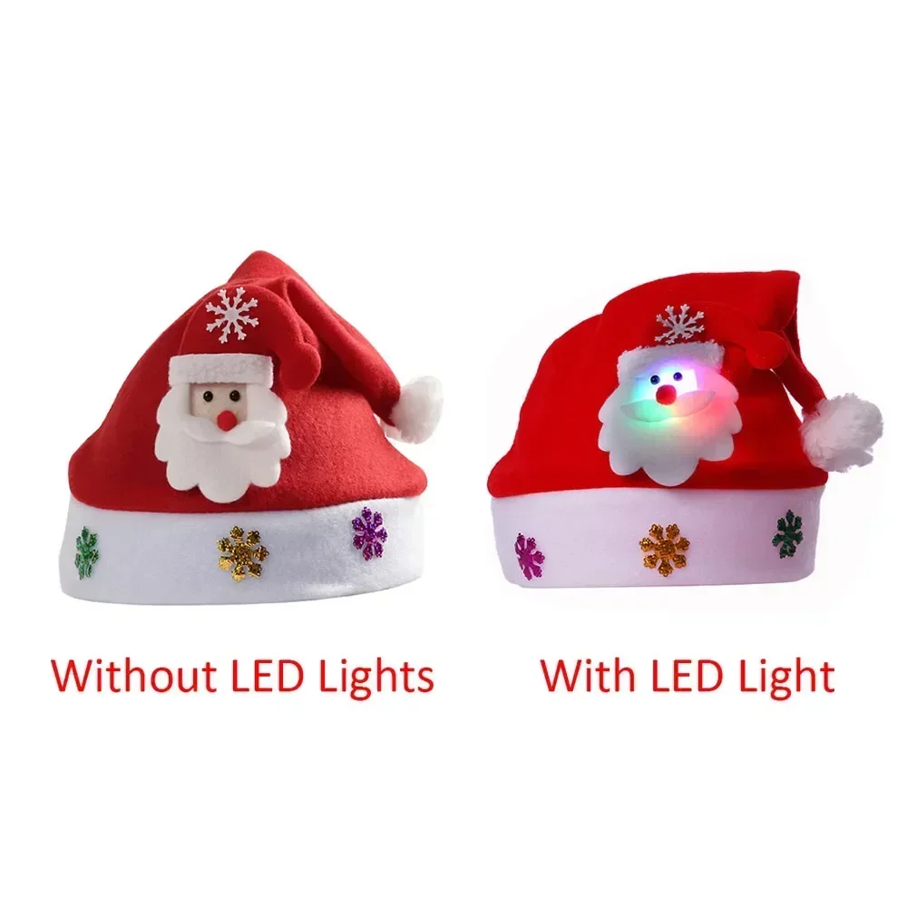 Christmas Beanie Hat Christmas LED Hat New Year Cute Kids Adults Cap Navidad Children Girl Hat New Year Costume Santa Claus Xmas Winter Gift Decor