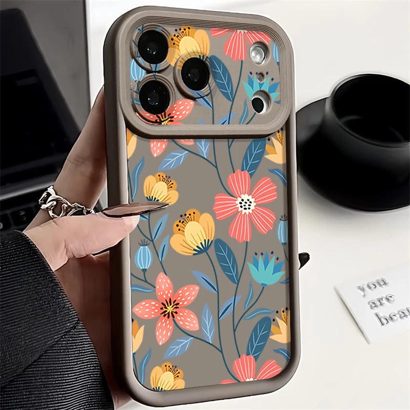 Vibrant Floral Silicone Shockproof Phone Case
