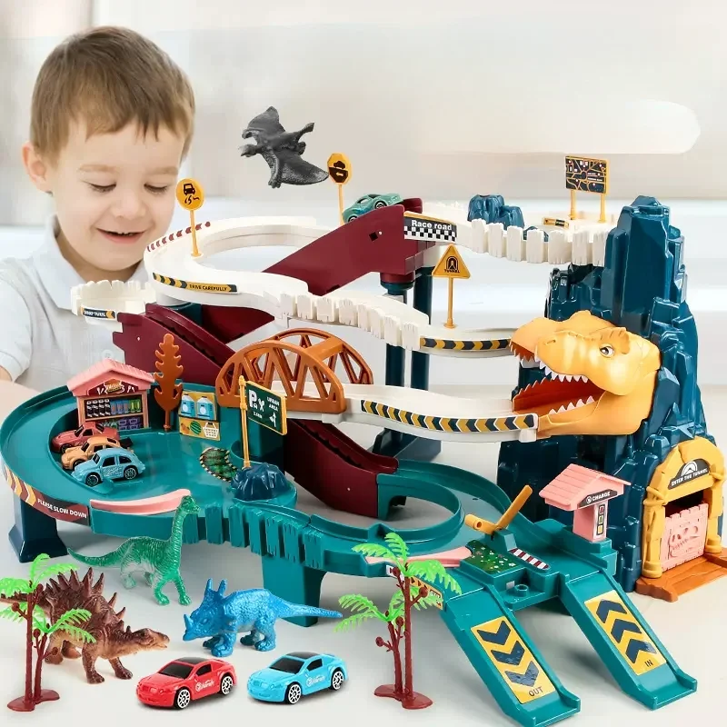 Dinosaur Mountain Rail Car, Car, Small Train, Adventure Parking Lot, Giocattoli Per Bambini, 3 Anni, Bambino Di 4 Anni