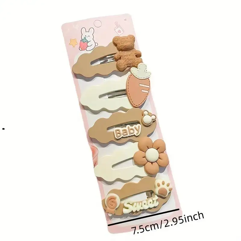 Hair Accessories 5pcs Cute Cartoon Colorful Clips Set Holiday Gift Girls