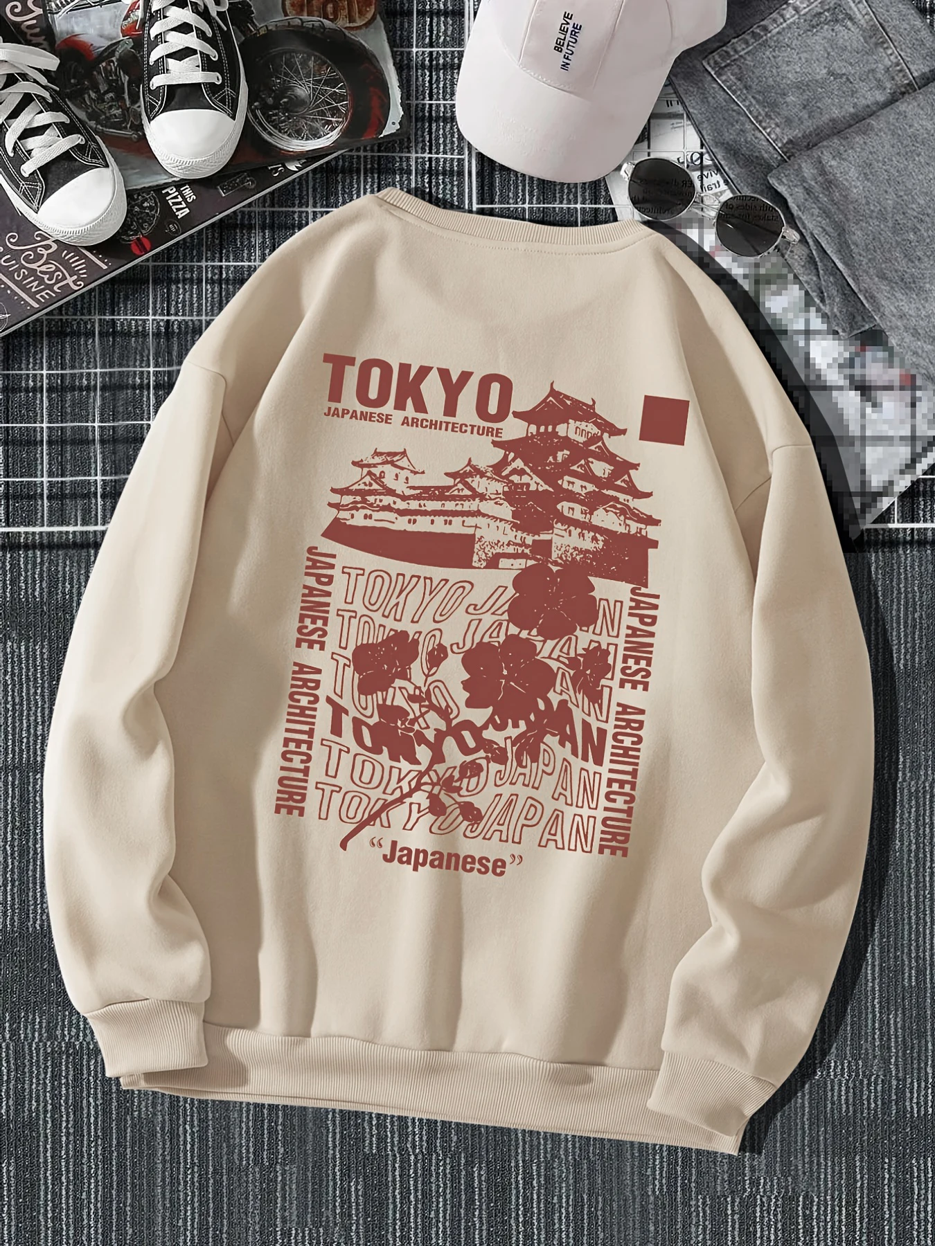 Tokyo Japanese Print Pattern Men Women Pullover Hoodie