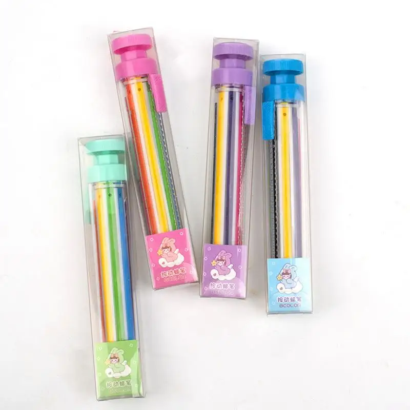 8 In 1 Multicolor Crayons Creative Push Style DIY Replaceable Oil Pastel Colored Pencil for Kids Graffiti Painting Tools oil pastels colored crayons color pencils children painting supplies