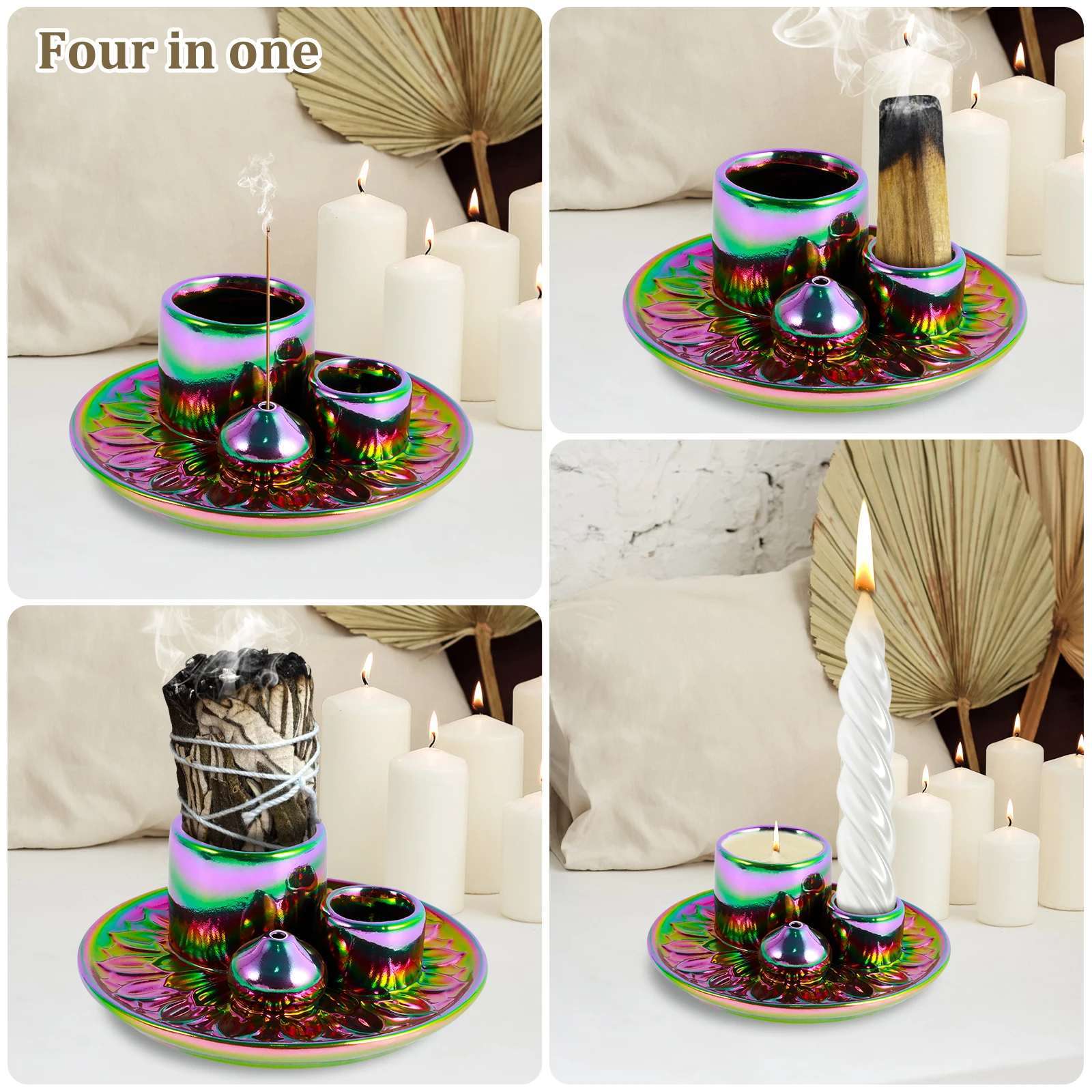 Palo Santo Sticks Holder Ceramic Burner Multi-Purpose Incense Candle Holder