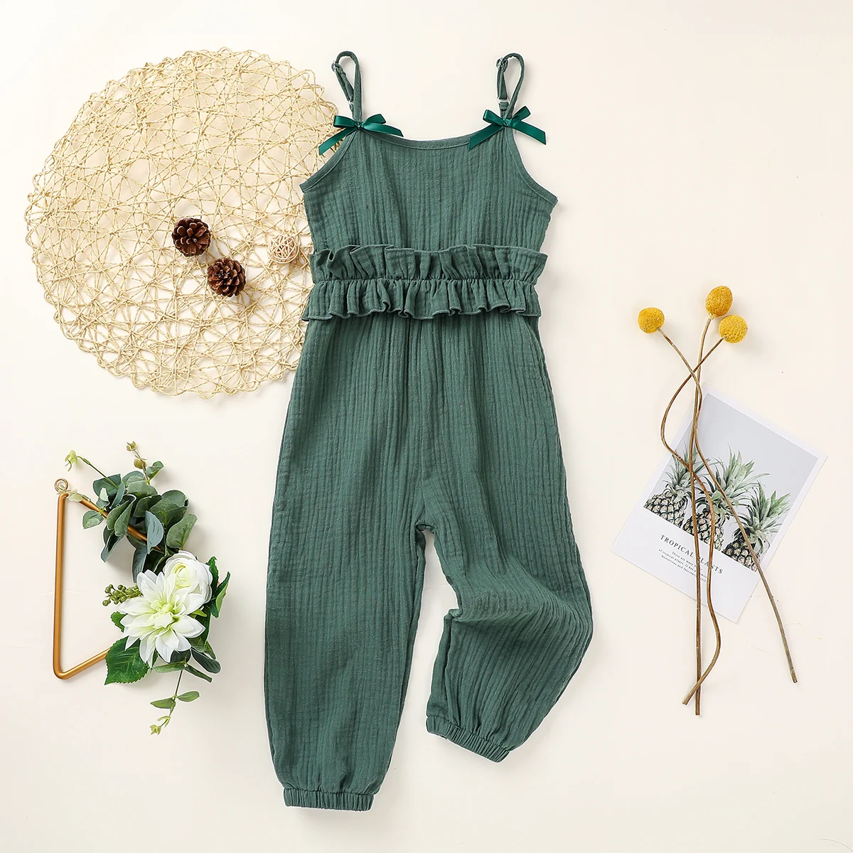 Baby Girls Summer Romper Cotton Linen Ruffles Sleeveless Infant Rompers Kids Newborn Girl Clothes Baby Girl Clothes 1-6Y cool baby bodysuits	 Baby Rompers