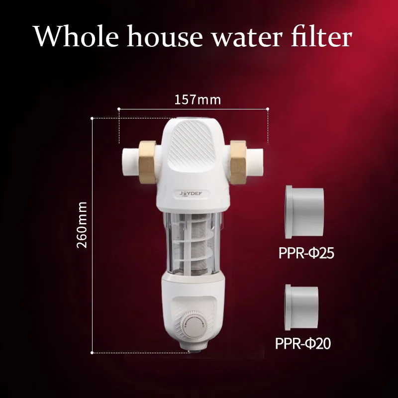 JOYDEF Filter Purifier Whole House Spin Down Sediment Water Filter Central Prefilter System Backwash Stainless Steel Mesh