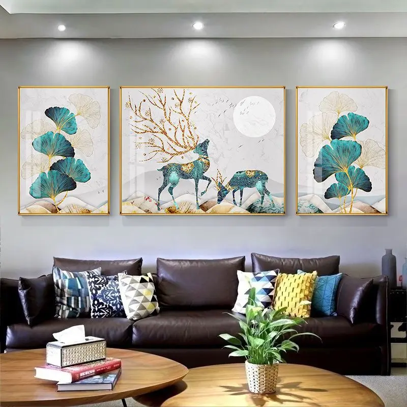 순수 수제 크로스 스티치 완제품, Zhaocailu 삼중 그림, Cailu 북유럽 스타일, 거실, 침실, 신제품