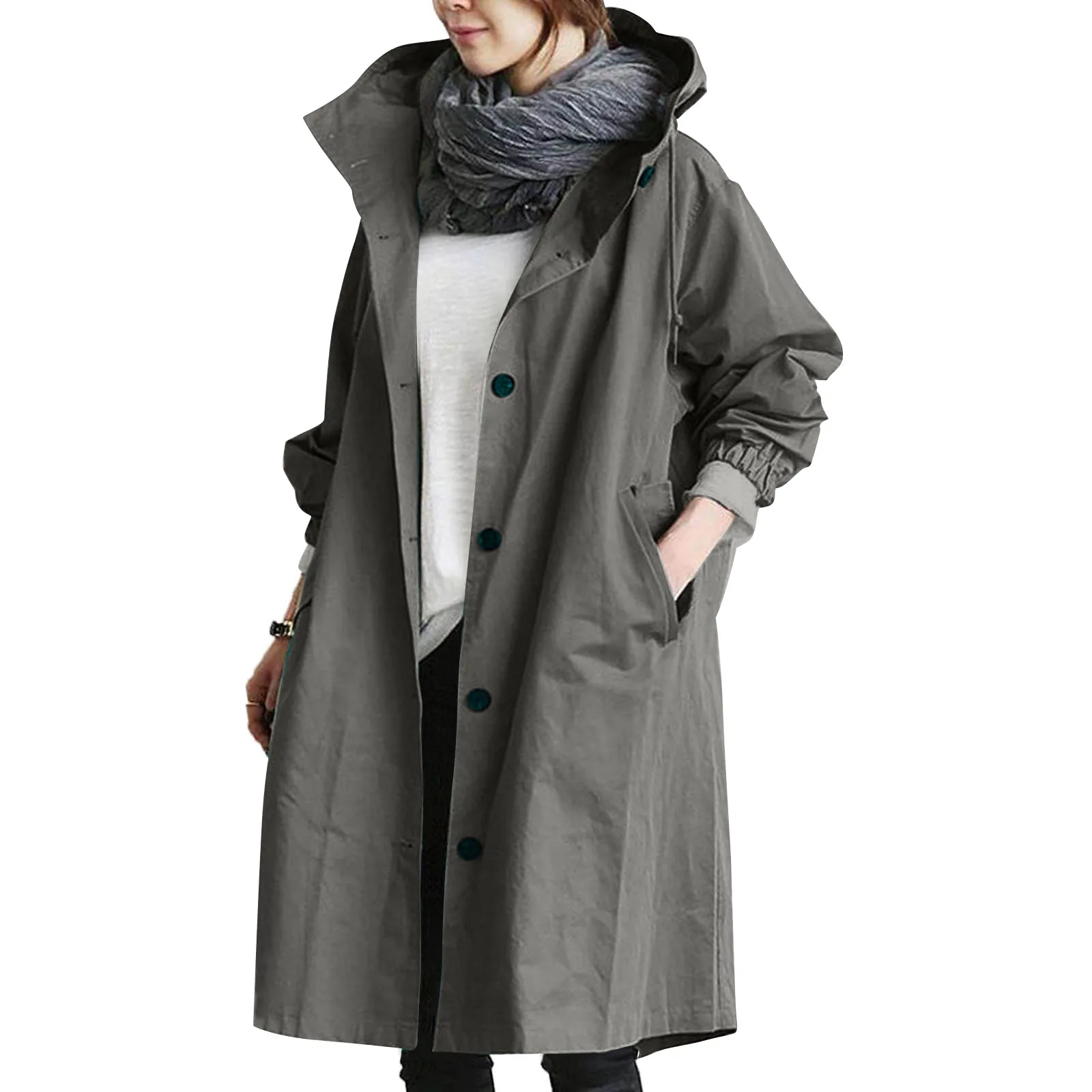 Women Oversized Trench Coats Long Sleeve Autumn Winter