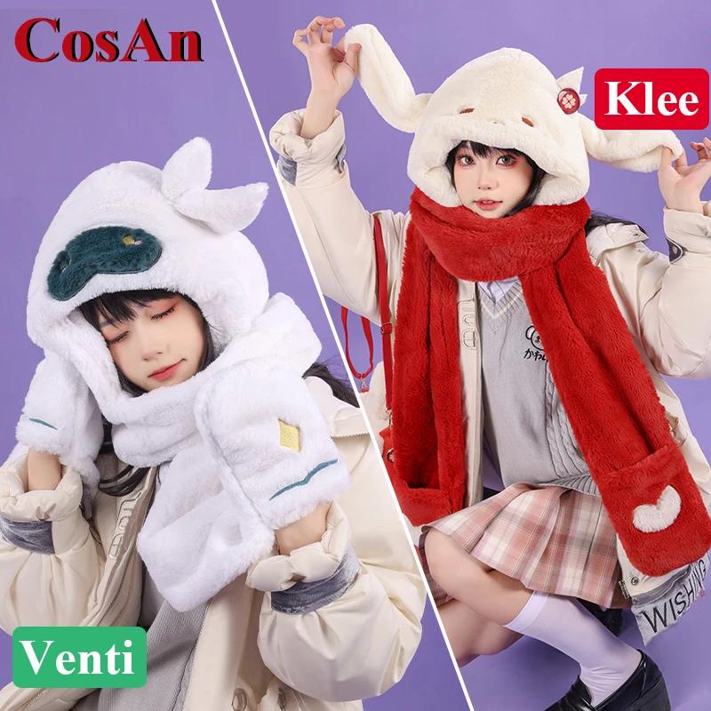 

CosAn Genshin Impact Kaedehara Kazuha/Venti/Klee/Aranara/Tighnari/Xiao/Zhongli/Tartaglia Cosplay Winter Keep Warm Plush Caps